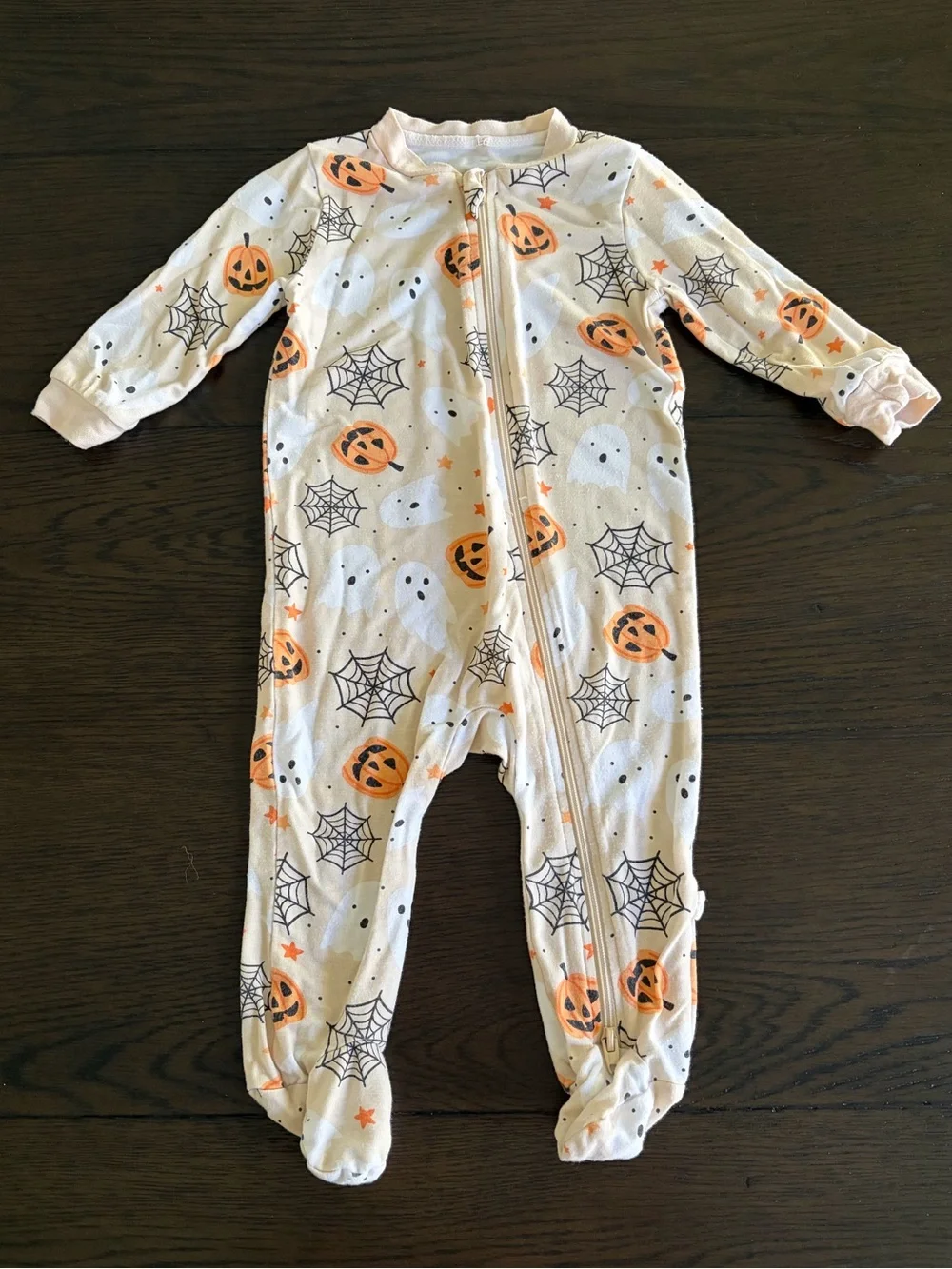 Halloween Pumpkin & Ghost Baby Footie with Hat (0-3M)